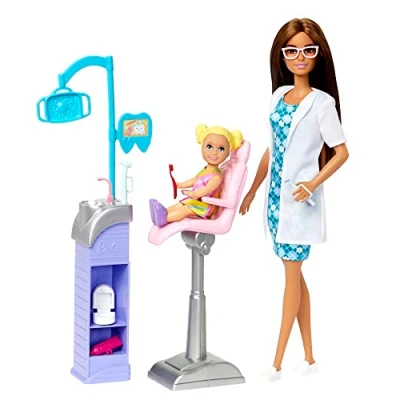 Abbildung von Barbie Teka Karriere Puppe: Zahnarztpraxis mit Patient