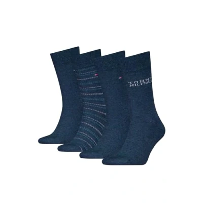 Abbildung von Tommy Hilfiger MEN SOCK Giftbox Stripe 4 PACK Socken, Herren, Größe: 43 46, Dark blue