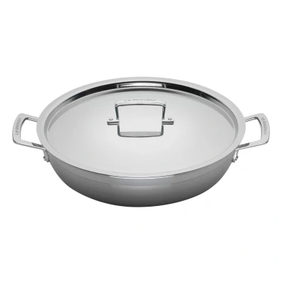 Abbildung von Le Creuset Gourmet Profitopf aus 3 ply Edelstahl mit Deckel, Ø 30 cm,Für alle Herdarten inkl. Induktion und Ofen geeignet, Silber, 96202830001000