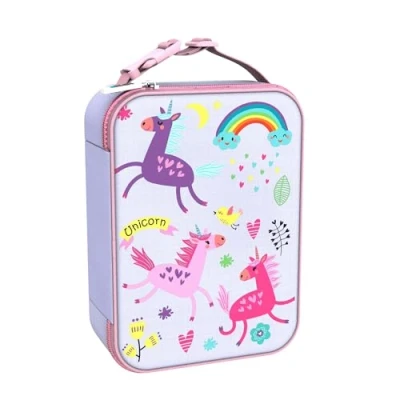 Abbildung von Ion8 Premium Lunch Tasche, 3 Seitiger Reißverschluss, Flaschen Netztasche, Namensschild, Lebensmittelechte Isolierung, Abwischbar, Waschmaschinenfest, Einhorner Design, Polyester