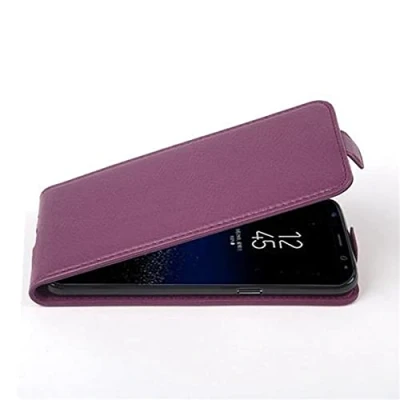 Abbildung von Cadorabo Hülle kompatibel mit Samsung Galaxy S8 Flip Design aus Premium Kunst Leder Klappbare Stoßfeste Magnetische Cover für Tasche in Lila