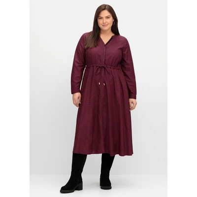 Abbildung von Sheego MIDI Blusenkleid, Damen, Größe: 46, Weinrot gemustert