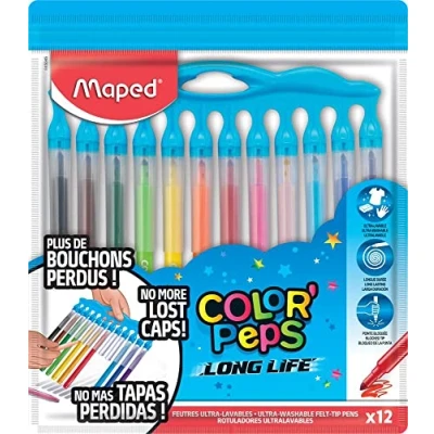 Abbildung von Maped M845045 Filzstifte Color&#039;Peps, Long Life, Innovation, mehrere Farben, 12 Stück