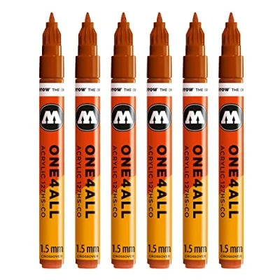 Abbildung von Molotow One4All 127HS CO Acryl Marker (1,5 mm Strichstärke, hochdeckend und permanent, UV beständig, für fast alle Untergründe) 6 Stück Farbe 010 hummer
