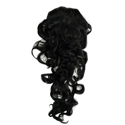 Abbildung von WIG ME UP WK03 1 Haarteil Zopf voluminös Locken lockig sehr lang (60 cm) + Steckkämme &amp; Gummizug Schwarz