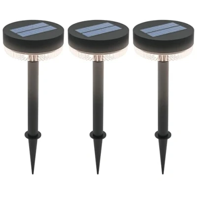 Abbildung von Outsunny LED Solarleuchte Solarlampen, 3 Stück Solarleuchten mit Warmweiß Lichte, Wasserdicht, Auto Ein ,Aus, fest integriert, Warmweiß, für Garten, Balkon, Terrasse, Schwarz
