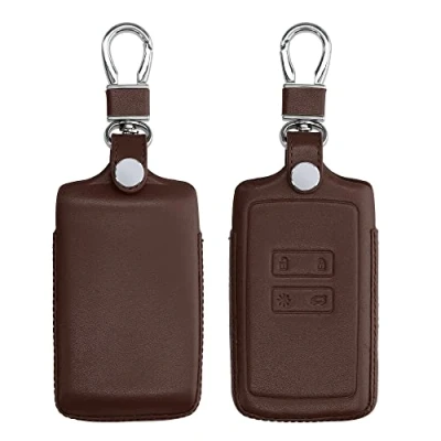 Abbildung von kwmobile Autoschlüssel Hülle kompatibel mit Renault 4 Tasten Smartkey (nur Keyless Go) Leder Schutzhülle Schlüsselhülle Dunkelbraun