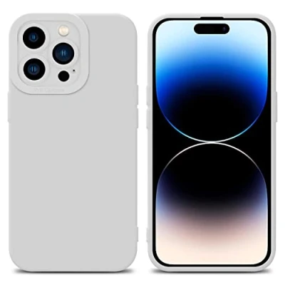 Abbildung von Cadorabo Hülle kompatibel mit Apple iPhone 14 PRO MAX Schutzhülle TPU Silikon Case Liquid Design Kameraschutz Slim Kratzfest Weiche Gummi Rundumschutz für in Weiß