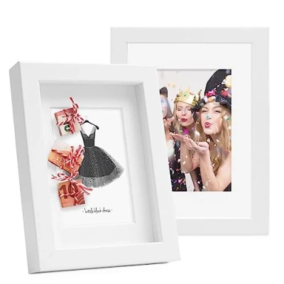 Abbildung von PHOTOLINI Bilderrahmen 2er Set 3D Rahmen mit Passepartout / für Objekte bis 1,5 cm Tiefe