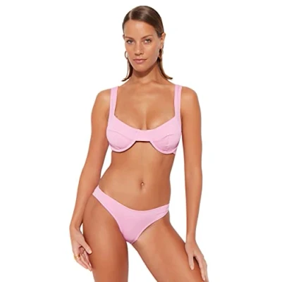 Abbildung von Trendyol Damen Bikinioberteil mit Bügel, gestrickt Bademode, rose, 44 DE