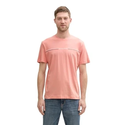 Abbildung von TOM TAILOR Herren 1037803 T Shirt mit Print, 12642 Hazy Coral Rose, M