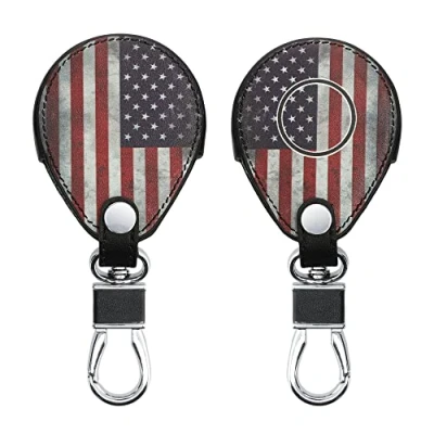 Abbildung von kwmobile Autoschlüssel Hülle kompatibel mit Harley Davidson Motorradschlüssel Kunstleder Schutzhülle Schlüsselhülle Retro Flagge USA Blau Rot Weiß