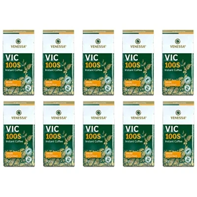 Abbildung von Venessa VIC 100S UTZ zertifizierter Instant Kaffee 10er Pack, 10 x 500 g, Premium für Kaffeeautomaten, Kaffeespezialität, schonend geröstet, gefriergetrocknet