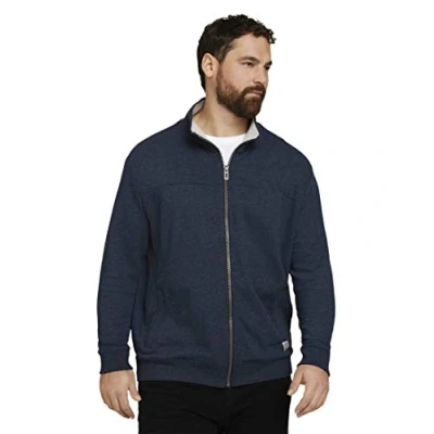 Abbildung von TOM Tailor MEN PLUS Jacket WITH Cutline Sweatjacke, Herren, Größe: 3XL, Sky captain blue/white melange