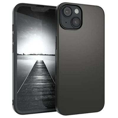 Abbildung von EAZY CASE Handyhülle Silikon mit Kameraschutz kompatibel iPhone 14 in Schwarz Matt, Ultra dünn, Slimcover, Silikonhülle, Hülle, Softcase, Backcover