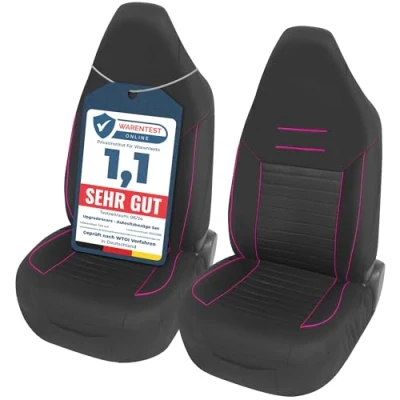 Abbildung von Upgrade4cars Autositzbezüge Set für Pilotensitze Autositzbezug die Vordersitze in Pink Autoschonbezüge Universal mit integrierter Kopfstütze Autozubehör Innenraum Deko