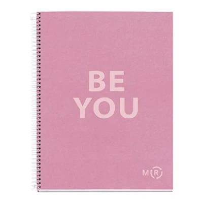 Abbildung von Miquelrius Be Eco A4 Notizbuch, 80 Blatt 90 g/m², 5 x mm Raster, 1 Farbstreifen, fester Einband, Nachrichten, Pink