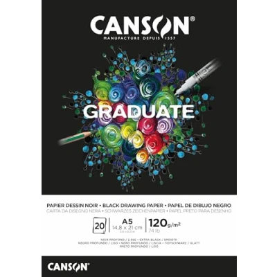 Abbildung von Canson Pad Graduate Papier Dessin Noir A3 120 g Skizzenbuch