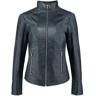 Abbildung von URBAN 5884 Damen RT01 Lederjacke, Biker Style Lammfelljacke, eng Anliegend und Weich anzufassen