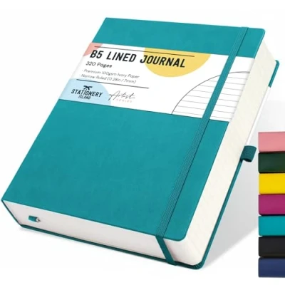 Abbildung von STATIONERY ISLAND B5 liniertes Notizbuch, 320 Seiten dickes Tagebuch, Hardcover mit 100 g/m² zum Schreiben, Arbeiten, Lernen, Tage buch, Rosa