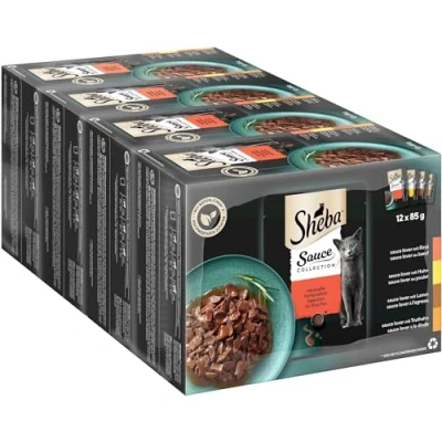 Abbildung von Sheba Sauce Collection Katzen Nassfutter im Portionsbeutel Herzhafte Komposition Multipack 4x12x85g