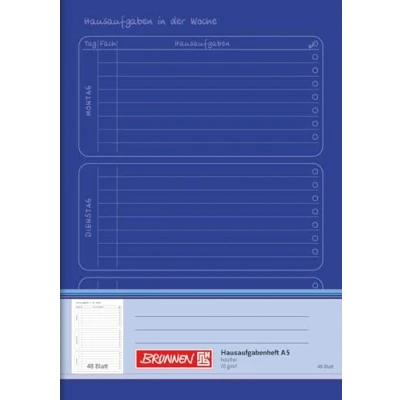 Abbildung von BRUNNEN Schulheft, Hausaufgaben, A5 liniert, mit Innen / Außenrand, 48 Blatt