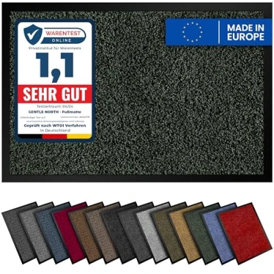 Abbildung von Gentle North Hochwertige Fußmatte grün 40x60 groß für Innen &amp; Außen Schmutzfangmatte rutschfest, waschbar wetterfest Fussmatte Eingangsbereich Aussenbereich Läufer Flur dünn