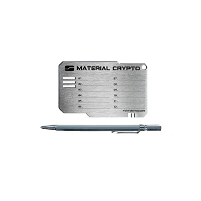 Abbildung von Material BITCOIN Crypto DIY Geldbörse aus Stahl für Krypto Währungen, kompatibel mit Samen, Ledger, Trezor, Ethereum, Keystone usw.