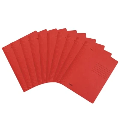 Abbildung von Original Falken 10er Pack Recycling Schnellhefter gefaltet DIN A4 Intensivfarbe rot. Made in Germany Blauer Engel Hefter Papphefter Kartonschnellhefter Schulhefter Pappordner Mappe Schulordner