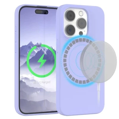 Abbildung von EAZY Case Silikonhülle für iPhone 15 Pro Hülle mit MagSafe Silikon Lila weich stoßfeste Handyhülle Schutzhülle Kameraschutz Dünn Premium Schutz Cover Phone Bumper in Violett