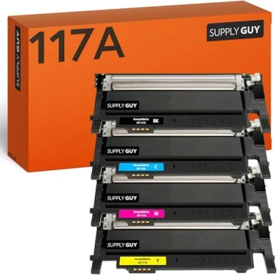 Abbildung von Supply Guy 4 Toner kompatibel mit HP 117A / W2070A für Color Laser 150a 150nw MFP 178nw 178nwg 179fnw 179fwg (Multipack W2071A W2072A W2073A)