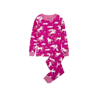 Abbildung von Hatley Mädchen Organic Cotton Long Sleeve Printed Pyjama Sets Zweiteiliger Schlafanzug, (Rainbow Unicorns), 10 Jahre EU