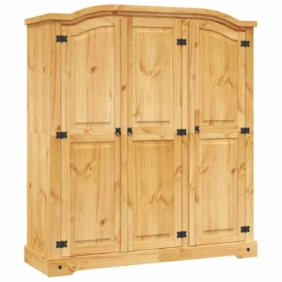 Abbildung von vidaXL Kleiderschrank Dielenschrank Schrank im Mexiko Stil Kiefer Massiv 3 Türen