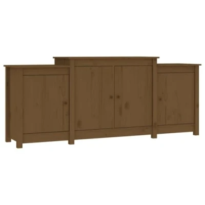Abbildung von vidaXL Sideboard Schrank Anrichte Beistellschrank Kommode Mehrzweckschrank Standschrank Wohnzimmerschrank Honigbraun 164x37x68cm Massivholz Kiefer