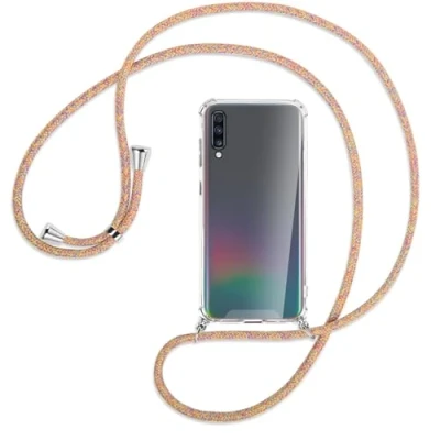 Abbildung von mtb more energy Handykette kompatibel mit Samsung Galaxy A70 (SM A705, 6.7&#039;&#039;) Rainbow Smartphone Hülle zum Umhängen Anti Shock Full TPU Case