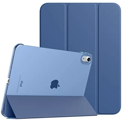 Abbildung von TiMOVO Hülle Kompatibel mit iPad 10 Generation 10,9 Zoll 2022, 10. Schlank Smart Case Cover, Auto Schlaf/Aufwach Schutzhülle Transluzent Hart PC Rückhülle, Grau Blau