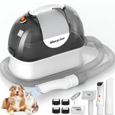 Abbildung von Hundeschermaschine mit Staubsauger, Morpilot Hundestaubsauger Bürste, 12000Pa Leistungsstarke Elektrische 3L großem Staubbehälter