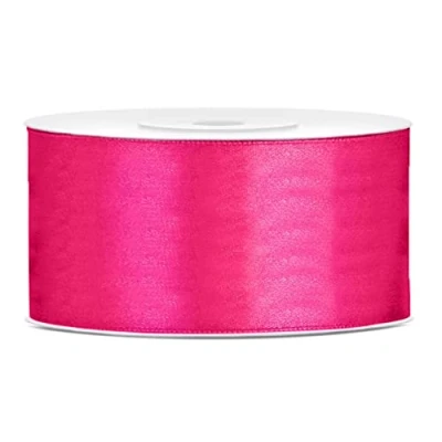 Abbildung von 25 Meter Satinband Pink Band Breite 38mm Schleifenband Satin Dekoband Dunkelpink Geschenkband Deko Hochzeit Geschenkverpackung pinkes
