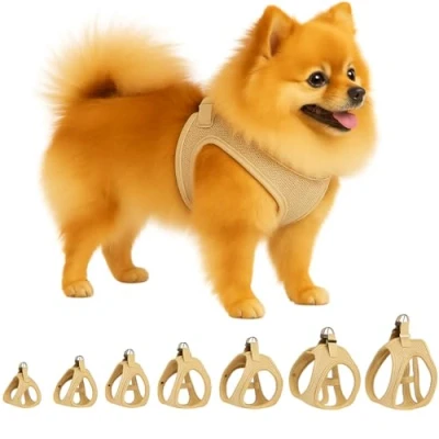Abbildung von Flamingo Step Go Bento Geschirr Beige, S (A: 30 35 cm, B: 37 40 3 mm), Verstellbar und Komfortabel, Ideal für West Highland White Terrier, Beagle, Cocker Spaniel, Zwergschnauzer usw.