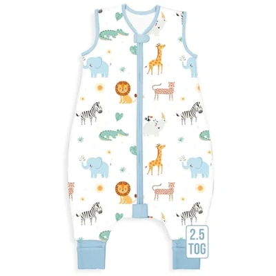 Abbildung von Mama Cheetah Toddler Schlafsack mit Füßen, 6 18 Monate, 2,5 TOG Bio Baumwolle Baby Beinen, Wearable Decken für Walker 2 Wege Reißverschluss, Mädchen &amp; Jungen