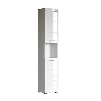 Abbildung von trendteam smart living Hochschrank Badschrank Bad Amanda Aufbaumaß (BxHxT) 37 x 190 31 cm Farbe Weiß Hochglanz 139310301