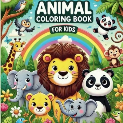Abbildung von Animal Friends Coloring Book: 50 Fun and Educational Pages with Happy Animals for Kids Aged 3 6,