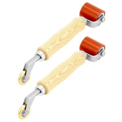 Abbildung von QWORK Nahtrolle, 40 mm Silikon Nahtroller mit 6 Messingdetail Pennyrolle, glättende für PVC/TPO/EPDM, einlagiges Dachband, 2 Stück