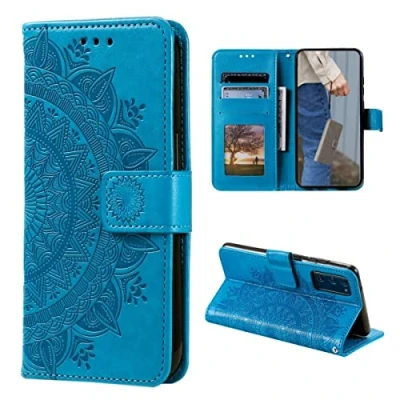 Abbildung von CoverKingz Handy Cover kompatibel mit Samsung Galaxy A14 4G/5G Handyschutz Kartenfach Klapphülle Bookcase Hülle aufklappbar Motiv Mandala Blau