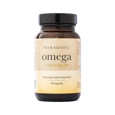Abbildung von Primabiotic Omega 3 Kapseln Hochdosiertes Fischöl 1000 mg Vitamin D3 2000 IU, Nahrungsergänzungsmittel mit D 60 rein und hochwertig für Herz, Gehirn Immunsystem