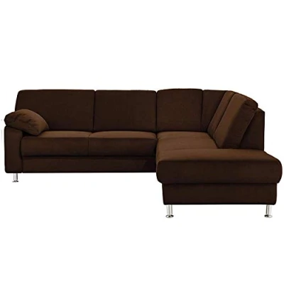 Abbildung von Cavadore Ecksofa Belfast mit Ottomane rechts / Polsterecke Federkern 243 x 88 218 Mikrofaser Braun