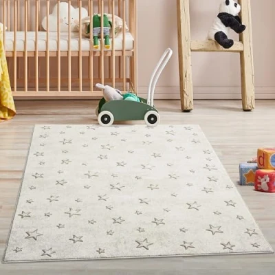 Abbildung von Carpet City Kinderteppich &quot;MARA725&quot;, rechteckig, Kinderzimmer Teppich Sterne Beige Spielzimmer