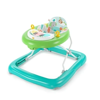 Abbildung von Bright Starts, Tiny Trek 2 in 1 Baby Aktivität Lauflernhilfe mit Spielzeugstation, verstellbarer Höhe und leicht faltbarem Rahmen, Dschungel Ranken Alter 6 Monate+