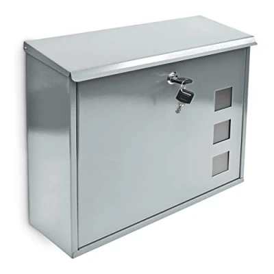 Abbildung von relaxdays Briefkasten Metall 3 Fenster Farbauswahl, Silber