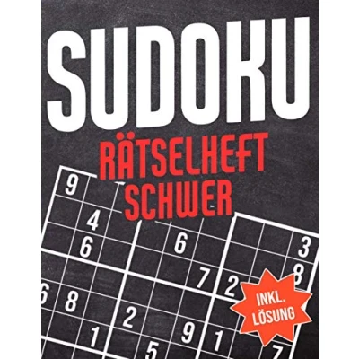 Abbildung von Sudoku Rätselheft Schwer: Block mit 400 Rätseln Schwierigkeitsstufe Schwer Sudokublock Lösung, Anleitung, Tipps und Tricks für Erwachsene